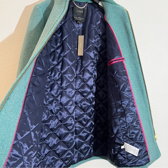 J. Crew Lodge Coat Size 2P Italian Stadium Cloth Nello Gori Wool Turquoi… - Picture 7 of 12